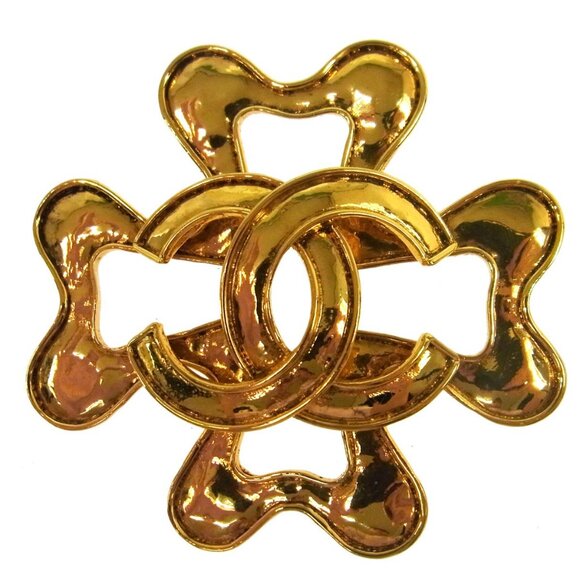 Chanel Clover Brooch Pin Gold 94P AK36864d - Picture 1 of 4